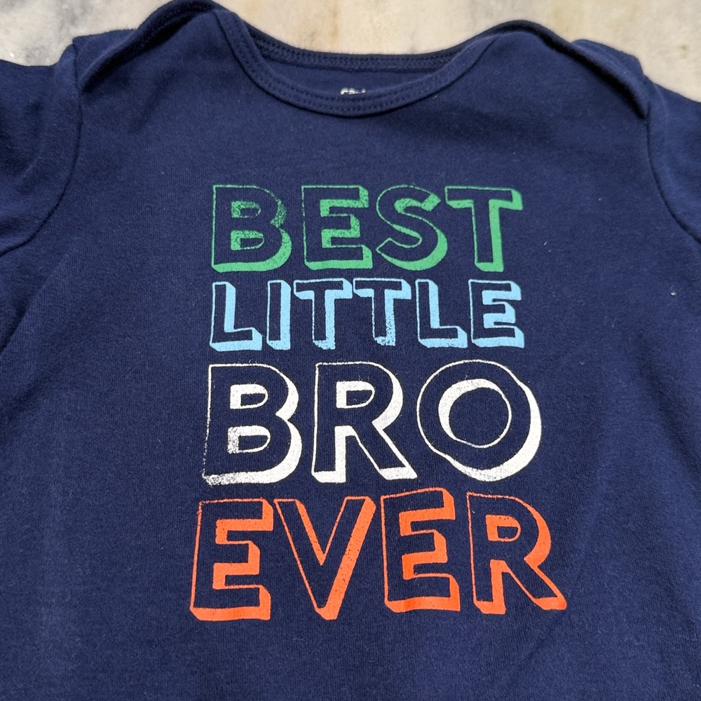 Carter's Navy Bodysuit with Colorful 'Best Little Bro Ever' Print - Picture 3 of 6